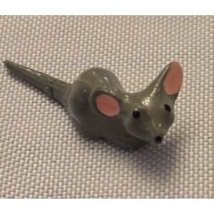 Lot Of 27 Miniature Tiny Gray Mice with Pink Ears Figurines Plastic Craft Dolls